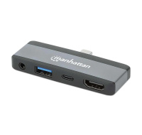 MANHATTAN Dokovací stanice USB-C 4v1, HDMI, USB-C PD 100W, USB-A 3.0, 3.5mm Jack