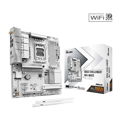 ASRock MB Sc AM5 B850M Challenger WiFi WHITE,  AMD B850, 4xDDR5, 1xDP, 1xHDMI, WiFi, mATX