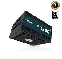 EVOLVEO P1200, zdroj 1200W, 80+ PLATINUM, ATX 3.1, aPFC, 140 mm ventilátor, plně modulární, 3 roky záruka, černý