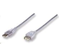 MANHATTAN Kabel USB 2.0 A-A prodlužovací 3m (stříbrný)