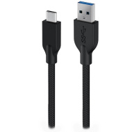 GENIUS nabíjecí kabel ACC-A2CC-3A, 100cm, USB-A na USB-C, 3A, QC3.0, opletený, černý