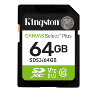 Kingston SDXC karta 64GB Canvas Select Plus, U1, V10, A1