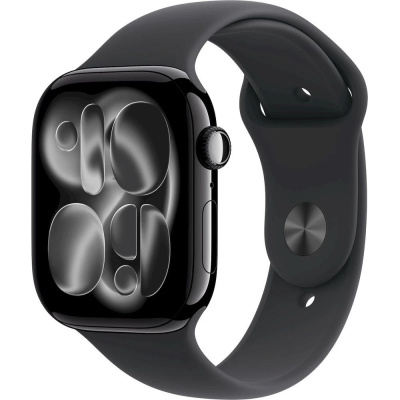 Apple Watch Series 11 GPS + Cellular 42mm Jet Black Aluminium Case with Black Sport Band - M/L