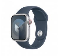 APPLE Watch Series 9 GPS + Cellular 45mm Silver Aluminium Case with Storm Blue Sport Band - S/M